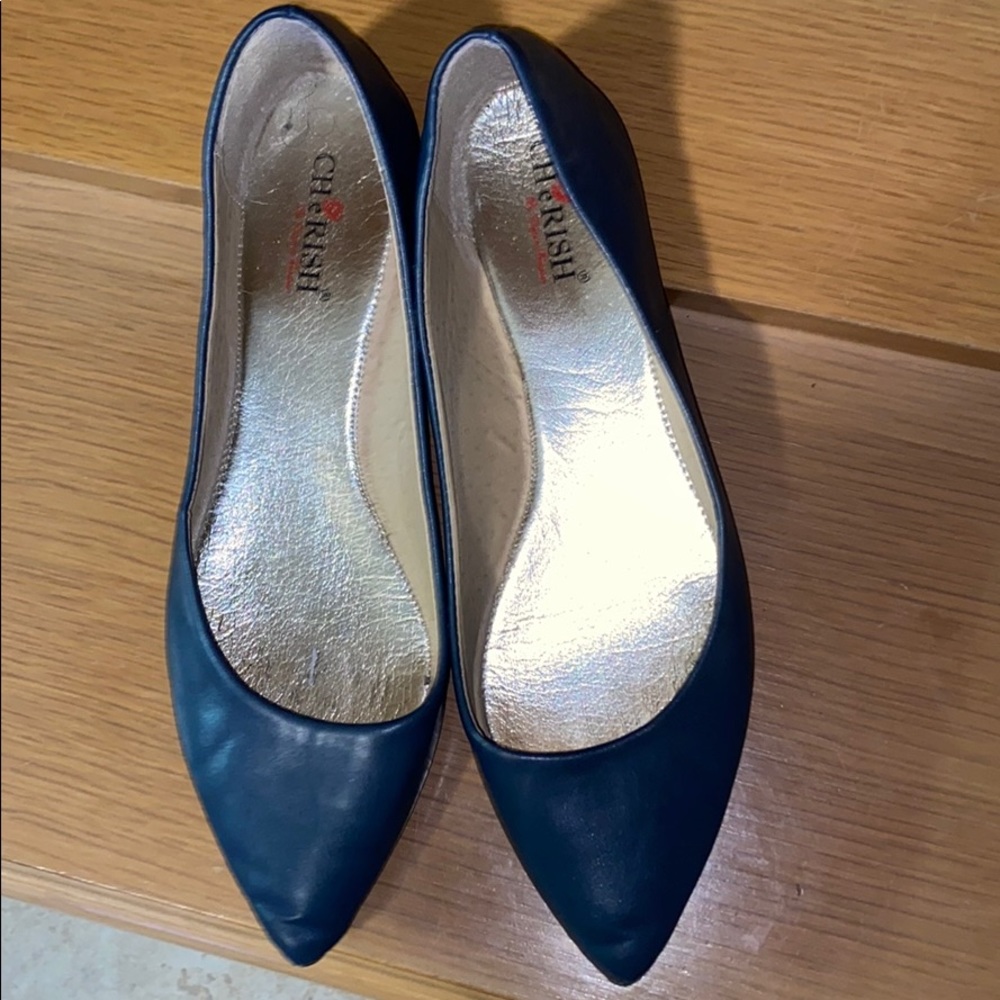 Navy pointy flats